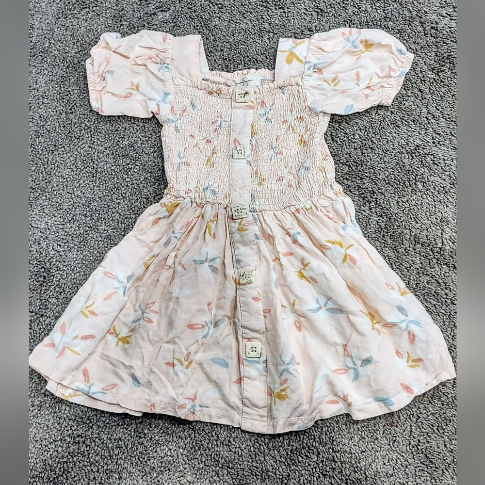 Jessica Simpson Girls Smocked Button Floral Dress